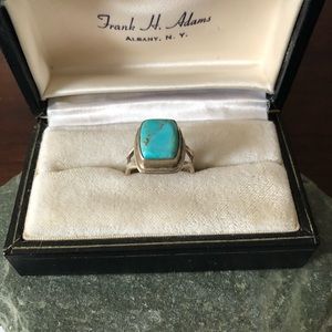 Vintage sterling OTT signed turquoise ring